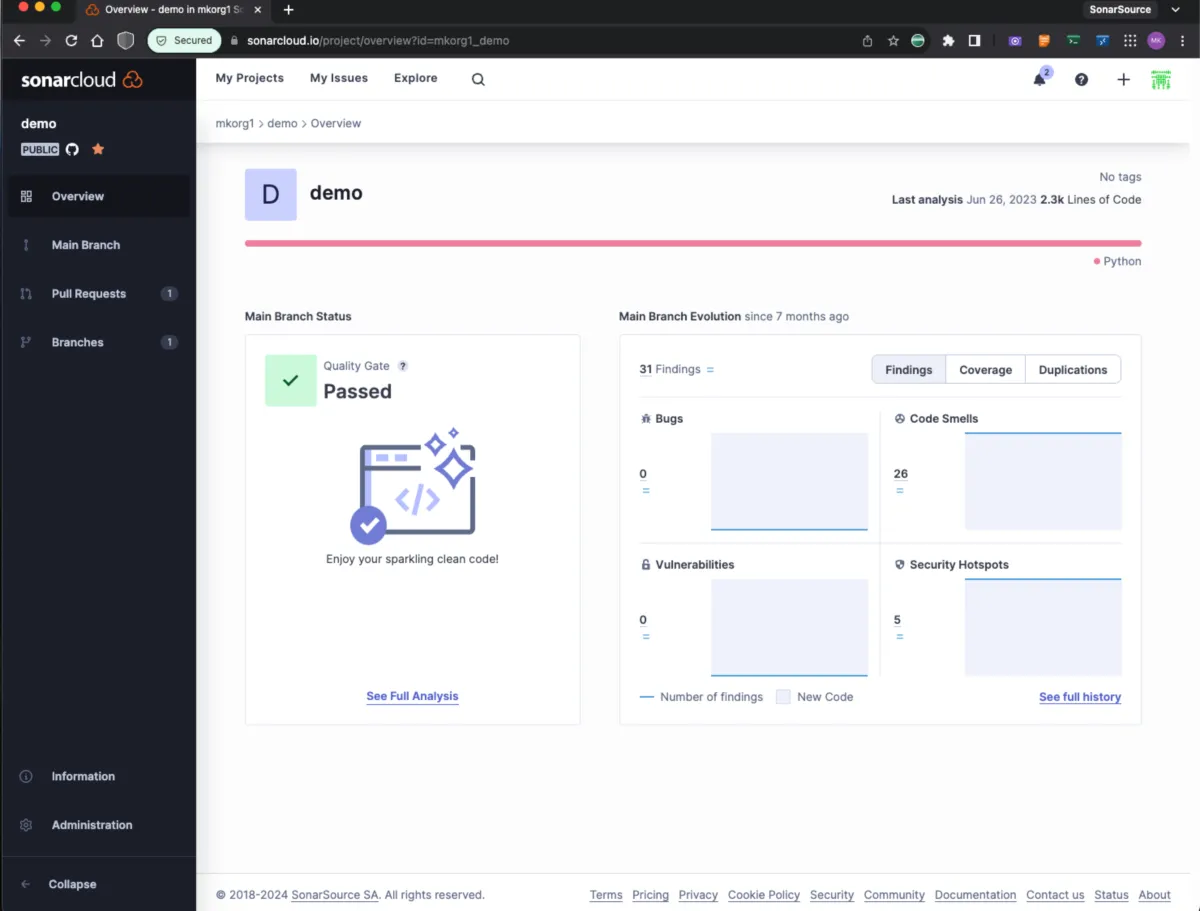 Interface SonarCloud: fonctionnalités, prix, alternatives Interface SonarCloud: fonctionnalités, prix, alternatives
