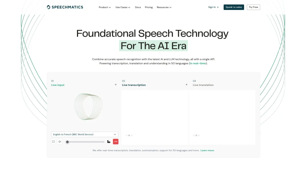 Interface Speechmatics : fonctionnalités, prix, alternatives