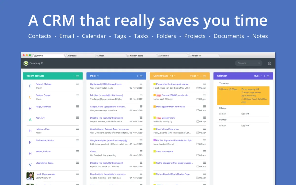 SpinOffice: avis sur le logiciel CRM: fonctionnalités, avantages, inconvénients et tarifs