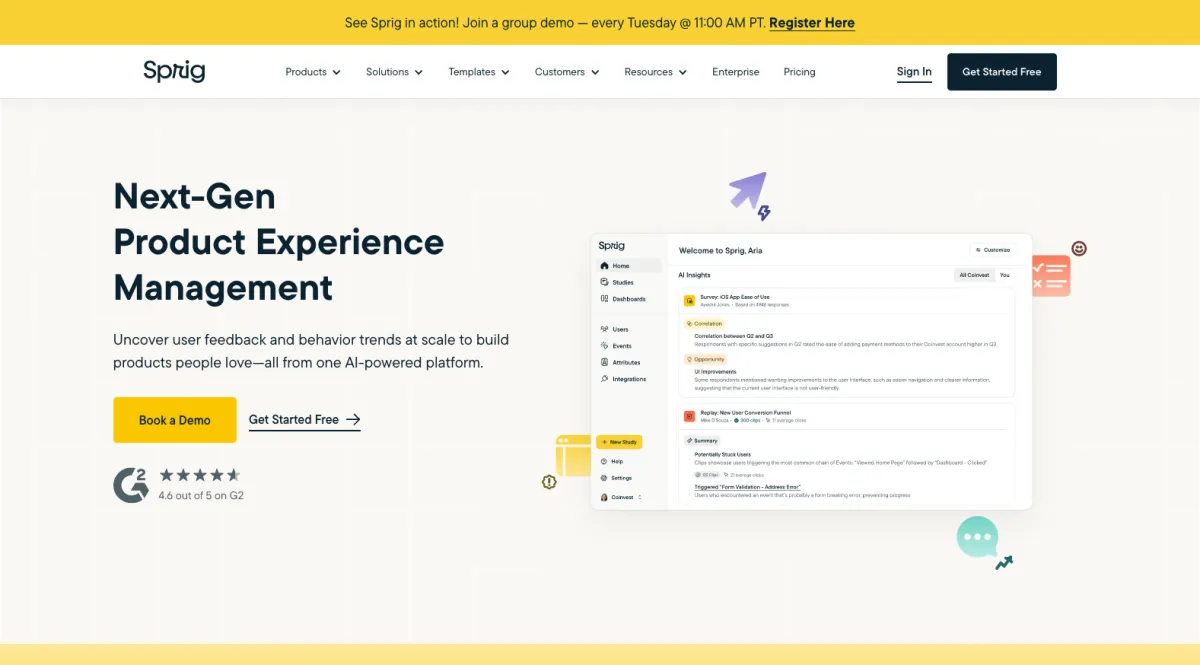 Interface Sprig : image, ergonomie, alternatives