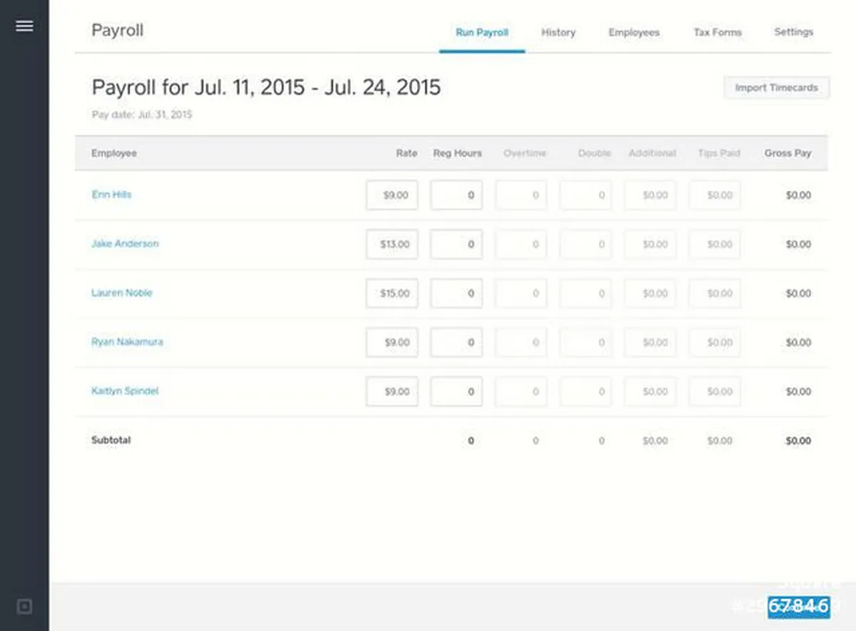 Interface Square Payroll: fonctionnalités, prix, alternatives
