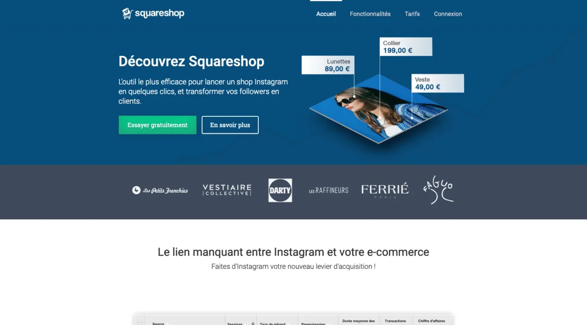 Interface Squareshop : fonctionnalités, prix, alternatives