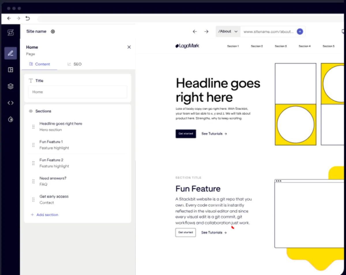 Interface Stackbit: image, ergonomie, alternatives Interface Stackbit: image, ergonomie, alternatives