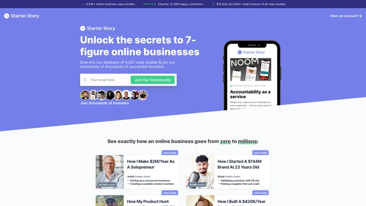 Interface Starter Story : image, ergonomie, alternatives