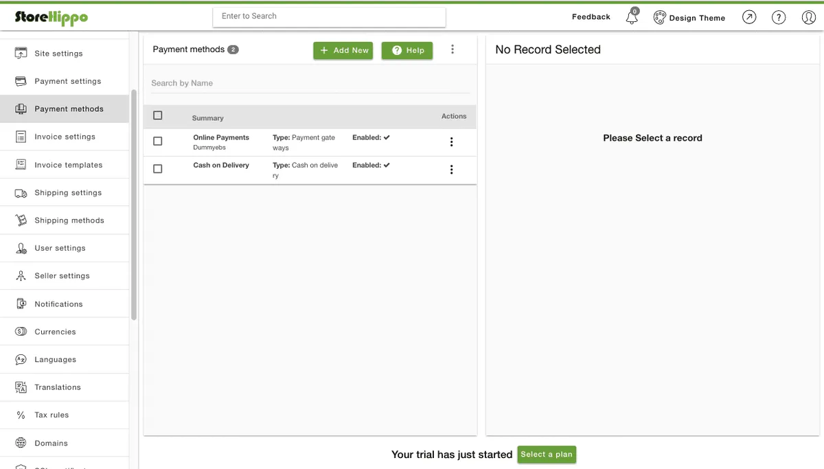 Interface StoreHippo: fonctionnalités, prix, alternatives