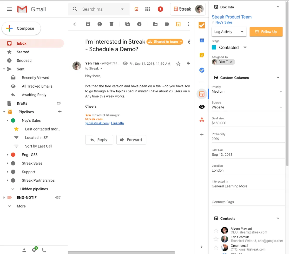 Streak CRM: avis sur le logiciel CRM: fonctionnalités, avantages, inconvénients et tarifs