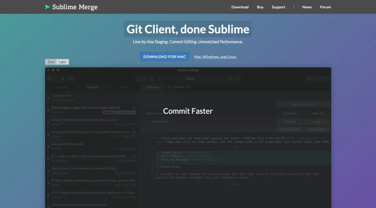 Interface Sublime Merge : image, ergonomie, alternatives