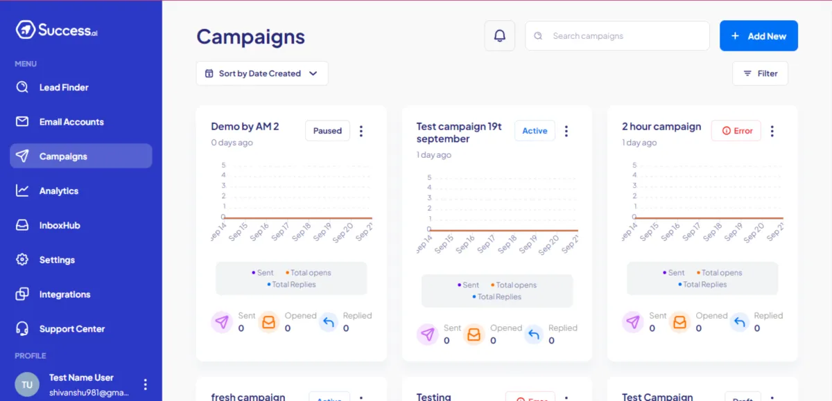 Interface Success.ai: fonctionnalités, prix, alternatives