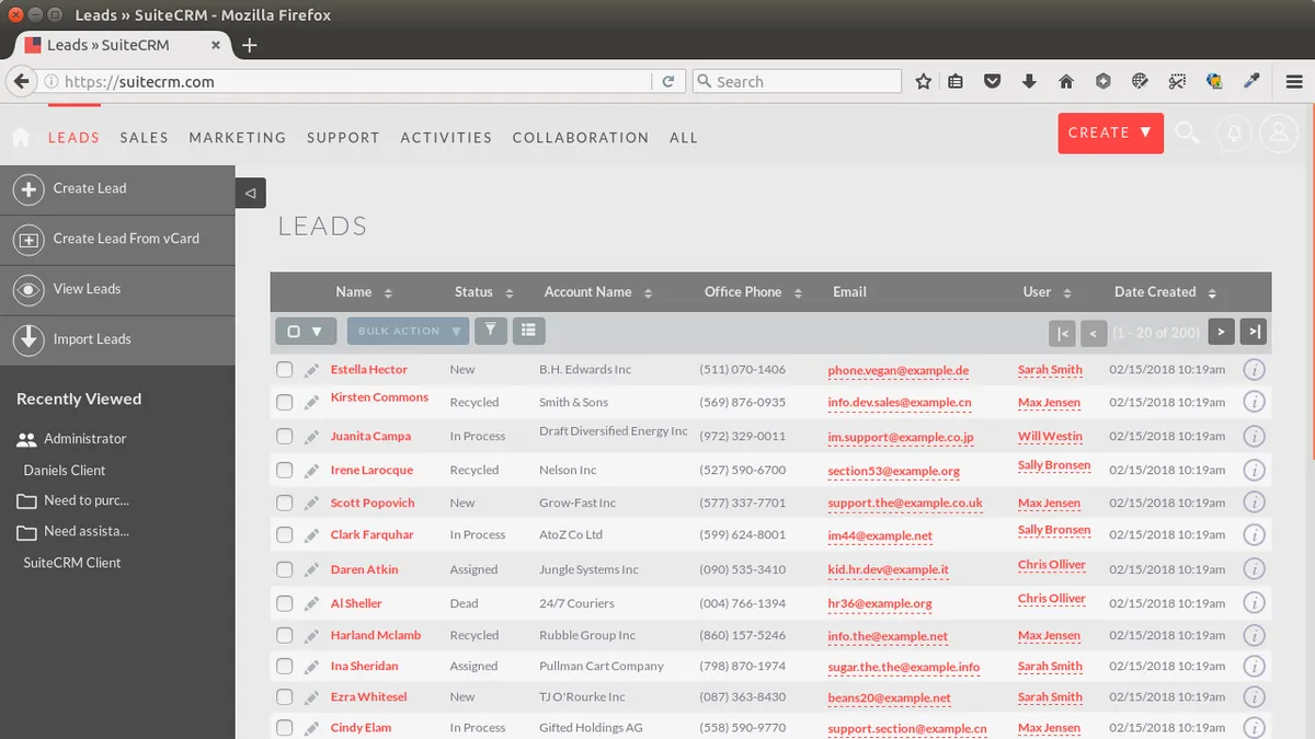 Interface SuiteCRM: image, ergonomie, alternatives
