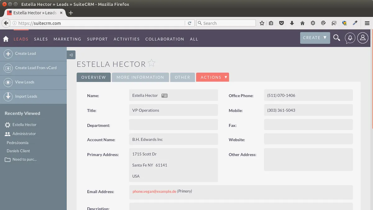 SuiteCRM: avis sur le logiciel CRM: fonctionnalités, avantages, inconvénients et tarifs