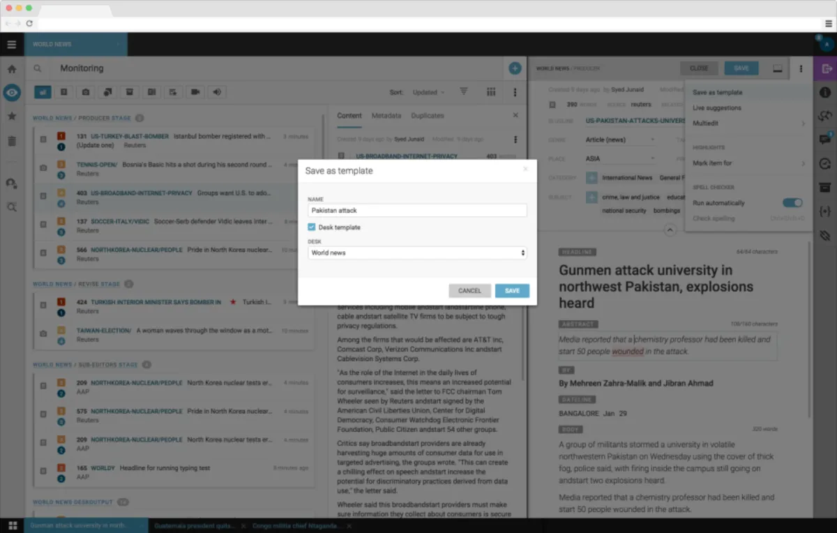 Interface Superdesk: fonctionnalités, prix, alternatives