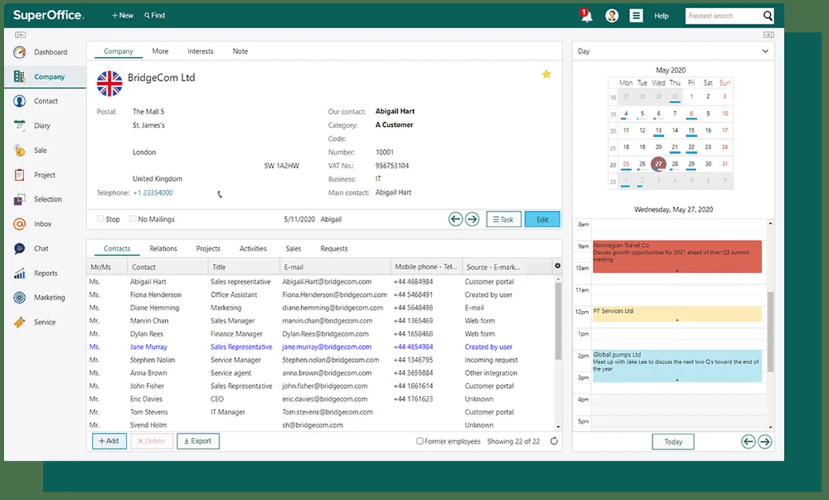 SuperOffice: avis sur le logiciel CRM: fonctionnalités, avantages, inconvénients et tarifs