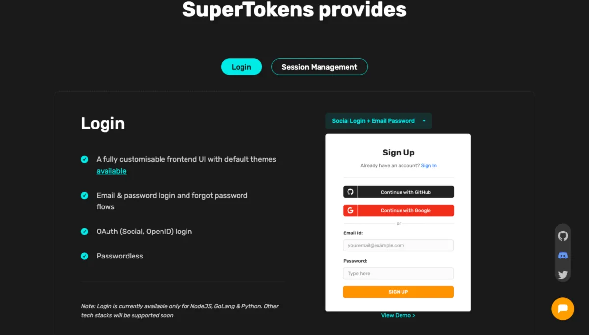 Interface SuperTokens: fonctionnalités, prix, alternatives Interface SuperTokens: fonctionnalités, prix, alternatives