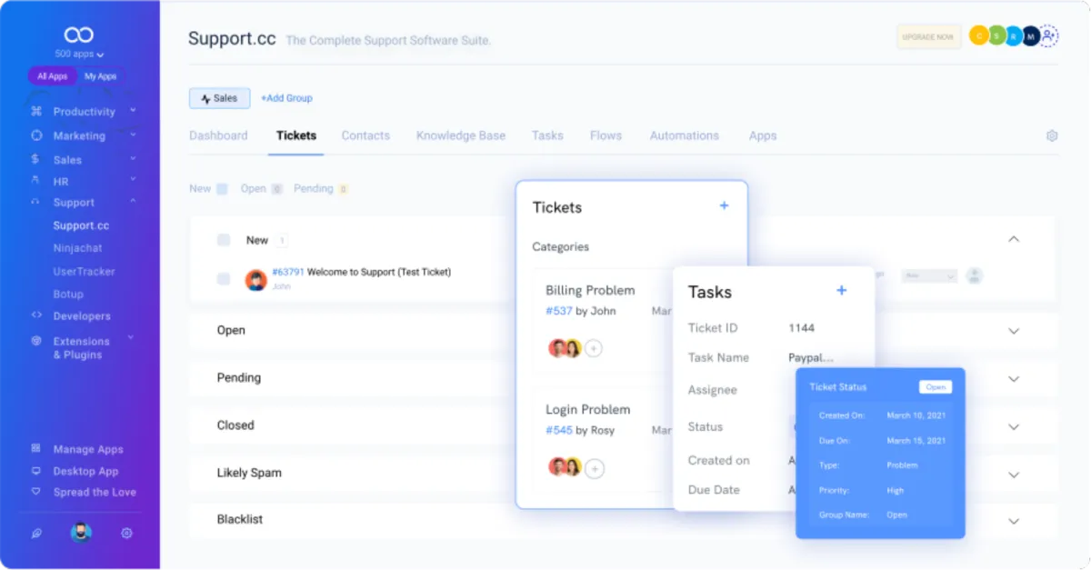 Interface Support.cc: fonctionnalités, prix, alternatives