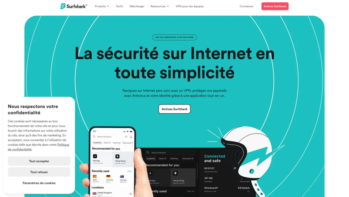 Interface Surfshark : fonctionnalités, prix, alternatives Interface Surfshark : fonctionnalités, prix, alternatives