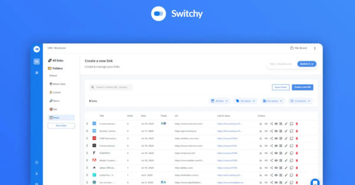 Switchy: avis sur le logiciel réducteur d'URL (raccourcir et personnaliser les liens URL): fonctionnalités, avantages, inconvénients et tarifs Switchy: avis sur le logiciel réducteur d'URL (raccourcir et personnaliser les liens URL): fonctionnalités, avantages, inconvénients et tarifs