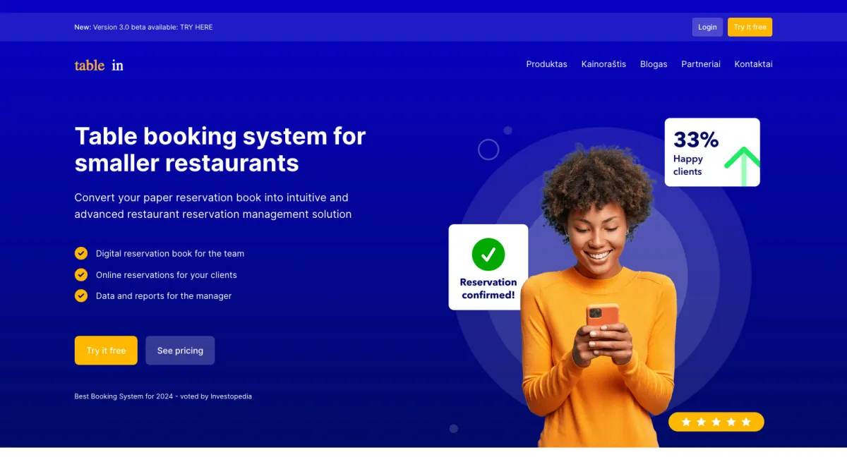 Interface Tablein.com : image, ergonomie, alternatives