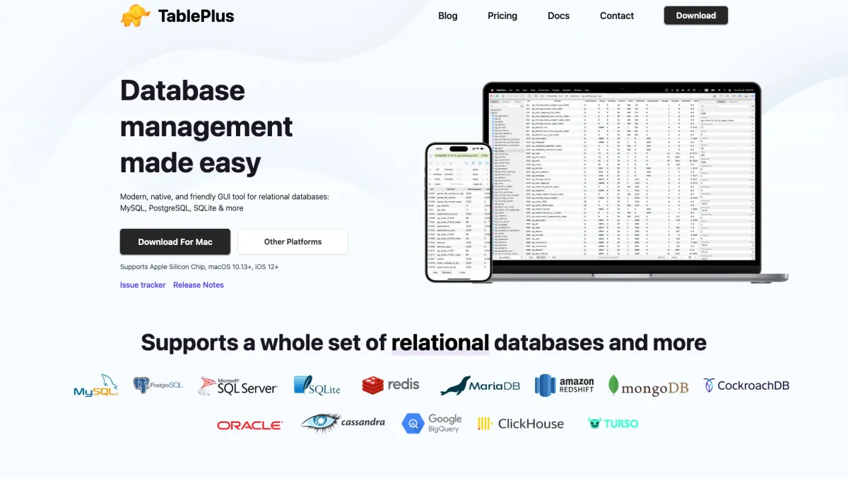Interface TablePlus : fonctionnalités, prix, alternatives Interface TablePlus : fonctionnalités, prix, alternatives