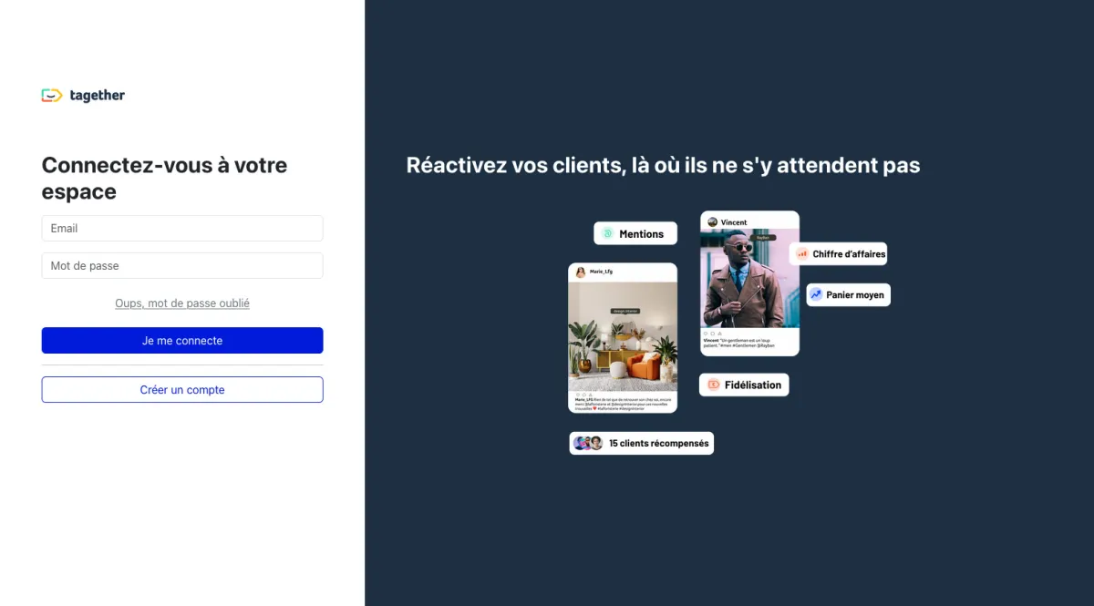 Interface Tagether : fonctionnalités, prix, alternatives
