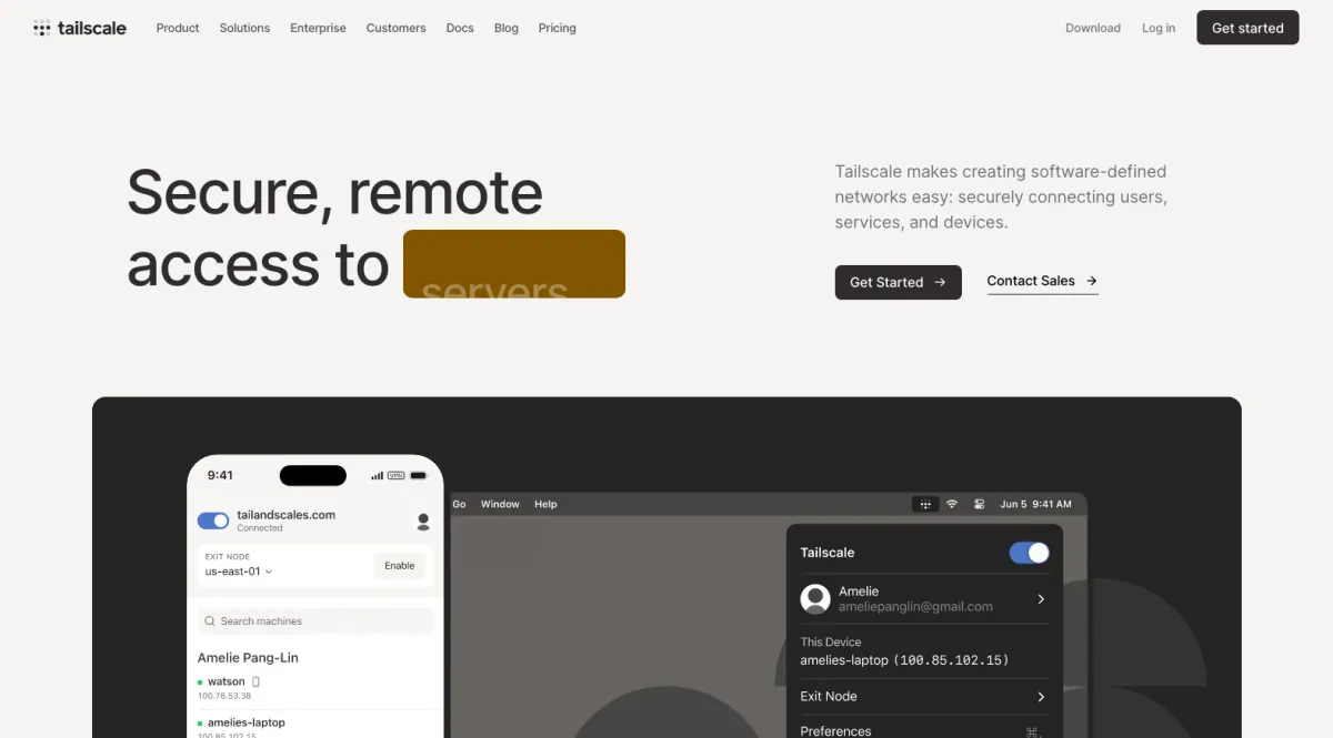 Interface Tailscale : fonctionnalités, prix, alternatives