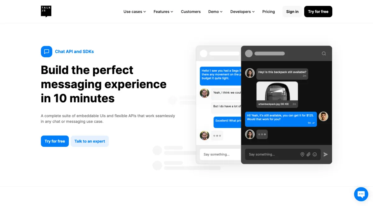 Interface TalkJS : fonctionnalités, prix, alternatives
