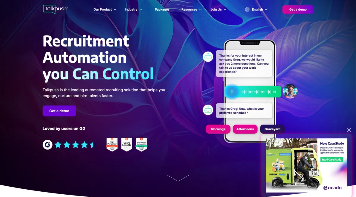 Interface Talkpush : fonctionnalités, prix, alternatives