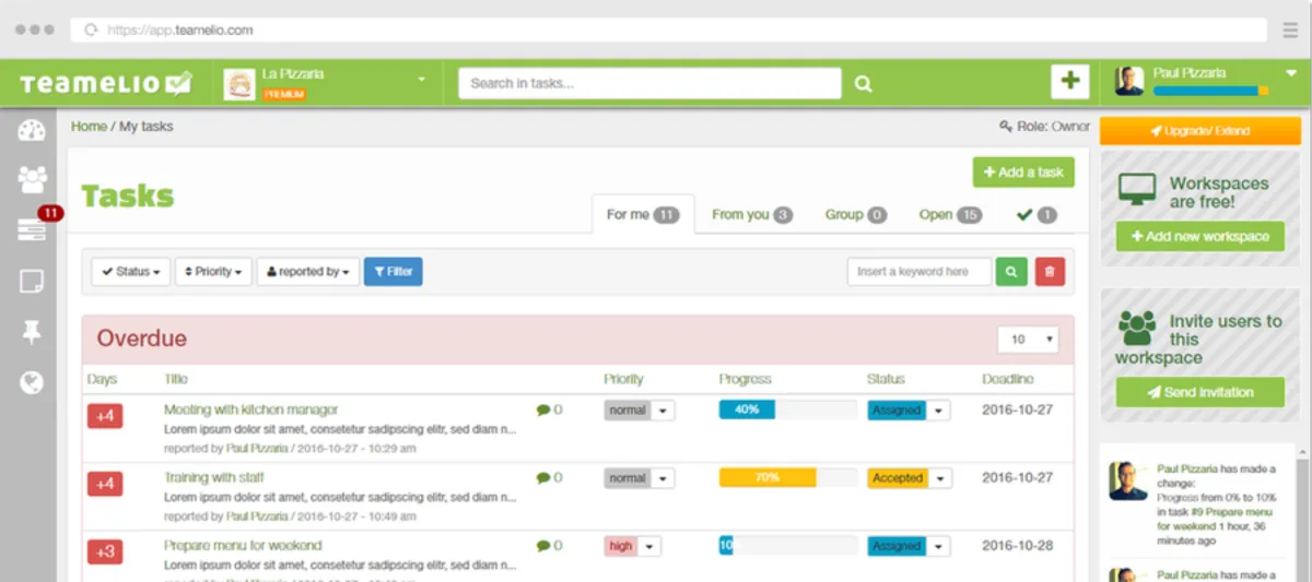 Interface teamelio: fonctionnalités, prix, alternatives Interface teamelio: fonctionnalités, prix, alternatives