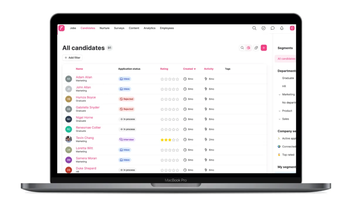 Interface Teamtailor: fonctionnalités, prix, alternatives Interface Teamtailor: fonctionnalités, prix, alternatives