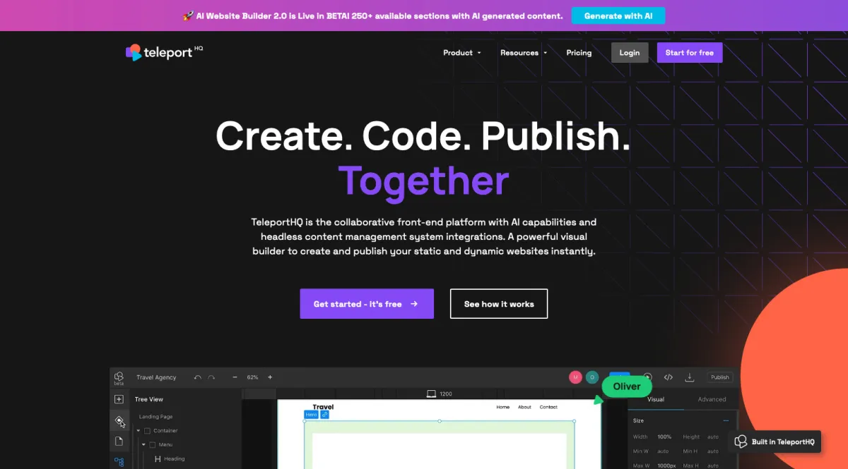 Interface TeleportHQ : fonctionnalités, prix, alternatives