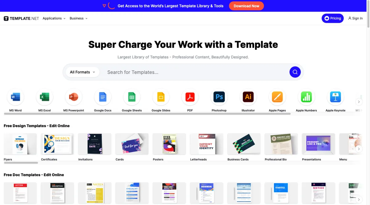 Interface Template.net : fonctionnalités, prix, alternatives