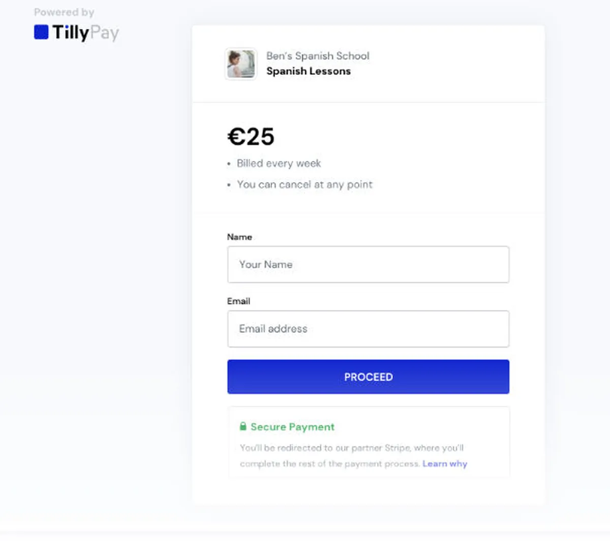 Interface TillyPay: fonctionnalités, prix, alternatives