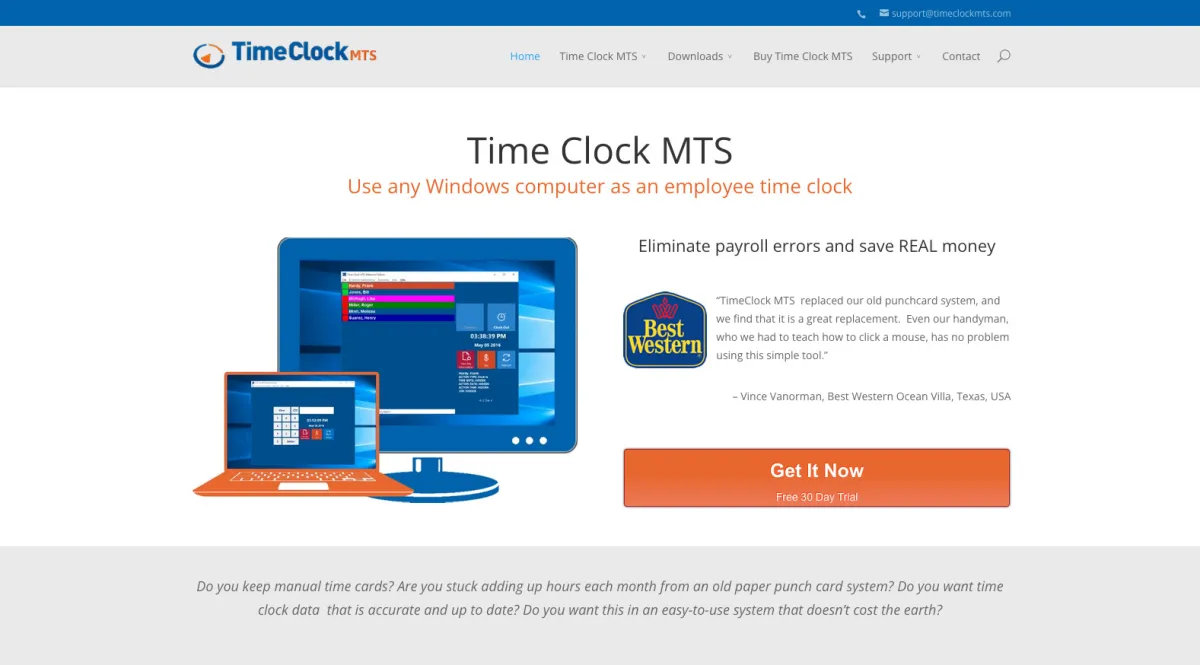 Interface Time Clock MTS : fonctionnalités, prix, alternatives