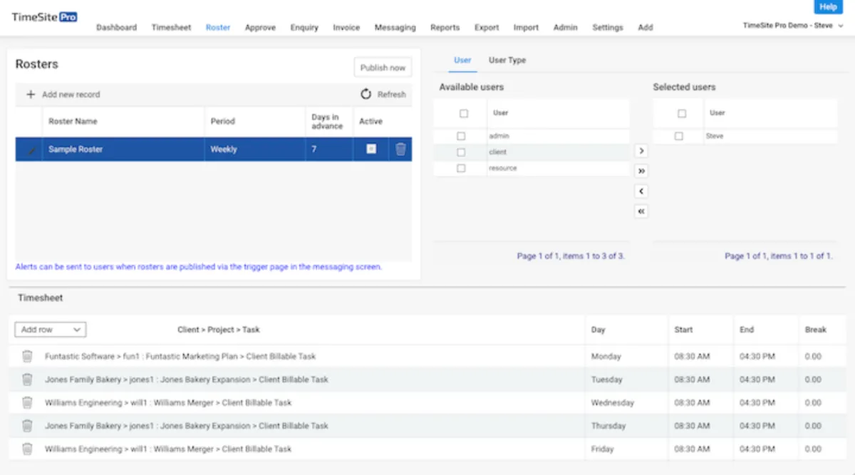 Interface TimeSite Pro: fonctionnalités, prix, alternatives