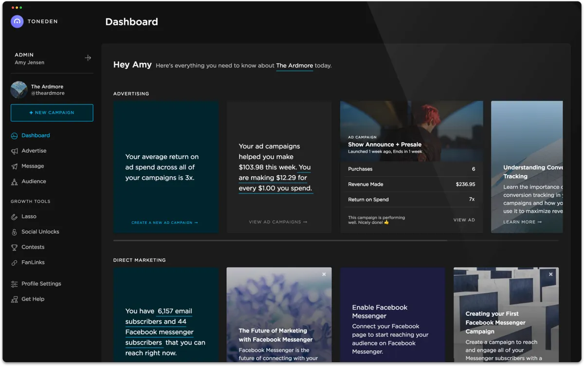 Notre avis sur ToneDen : un logiciel de marketing sur les réseaux sociaux à découvrir