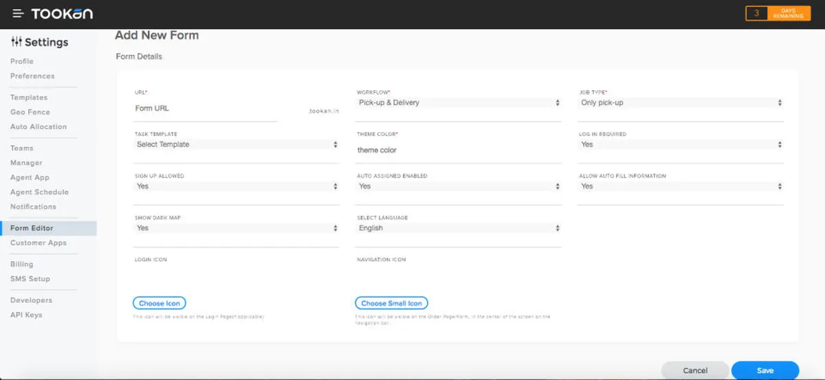 Interface Tookan: fonctionnalités, prix, alternatives