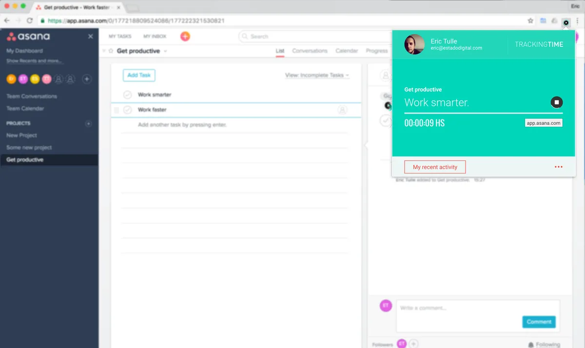 Interface Trackingtime: image, ergonomie, alternatives