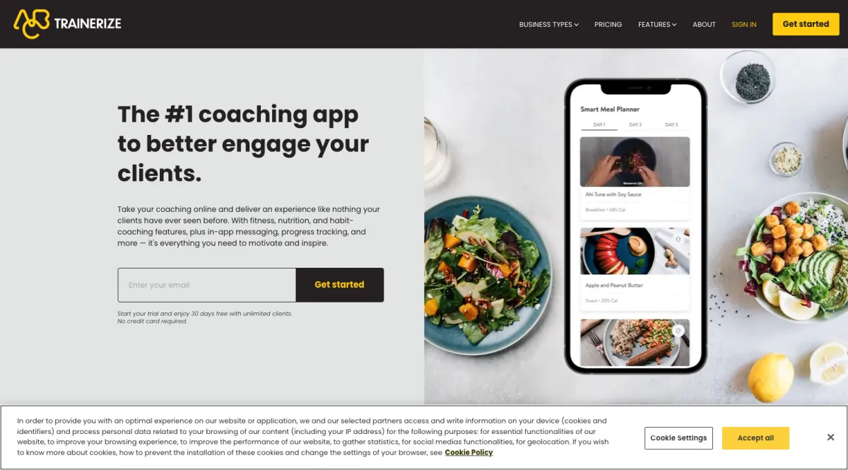 Interface Trainerize : fonctionnalités, prix, alternatives