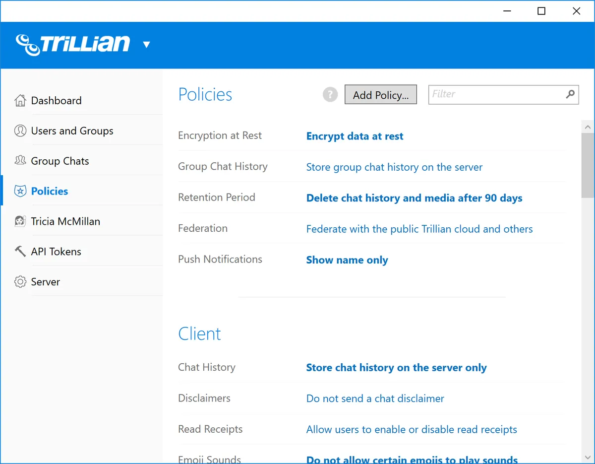 Interface Trillian: image, ergonomie, alternatives