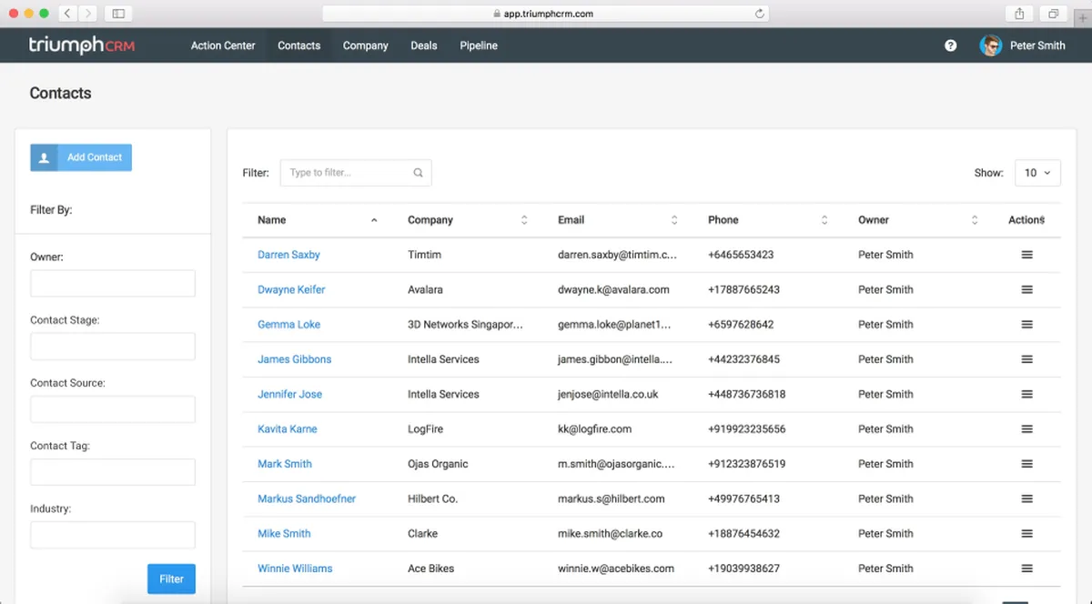 TriumphCRM: avis sur le logiciel CRM: fonctionnalités, avantages, inconvénients et tarifs