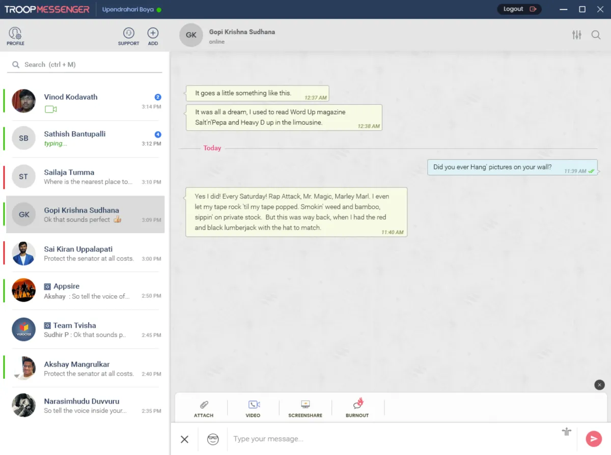 Interface Troop Messenger: fonctionnalités, prix, alternatives