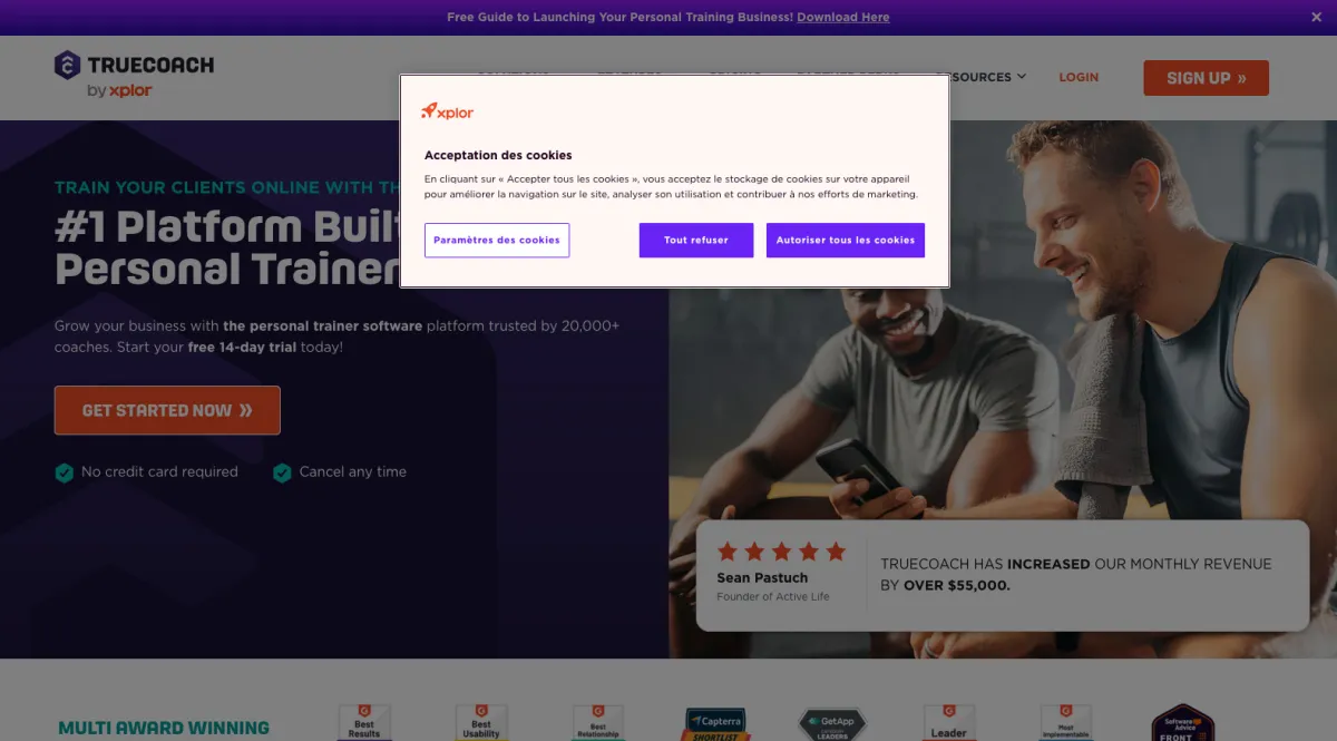 Interface TrueCoach : fonctionnalités, prix, alternatives