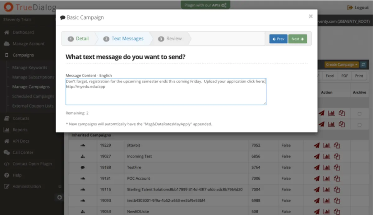 Interface TrueDialog: fonctionnalités, prix, alternatives