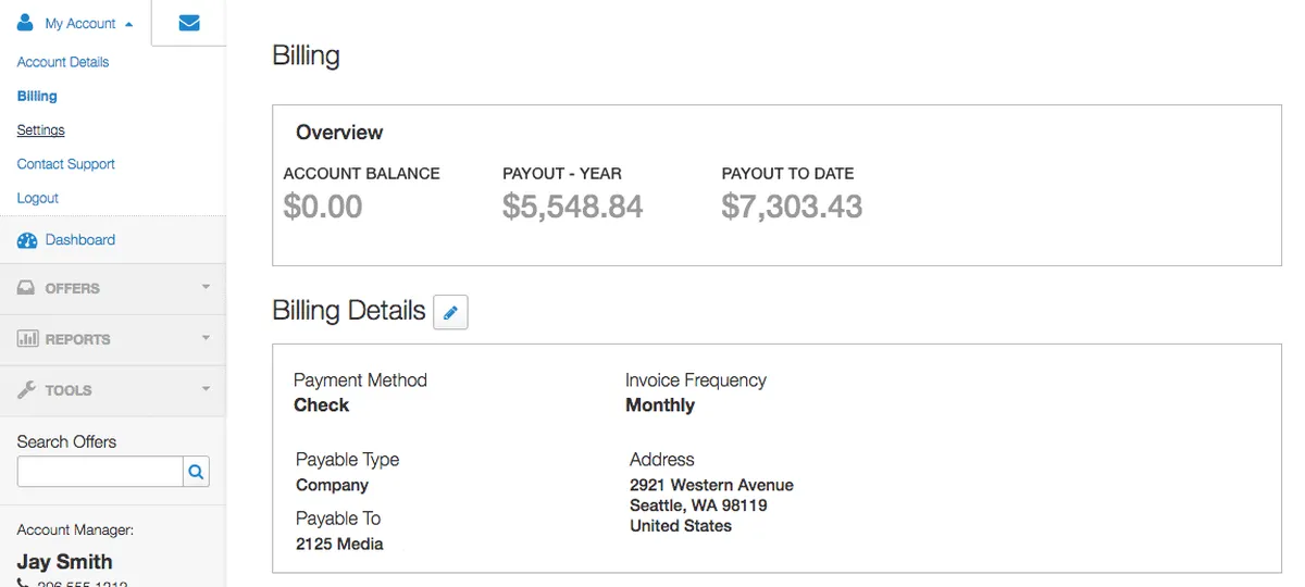 Interface TUNE Marketing Console: fonctionnalités, prix, alternatives