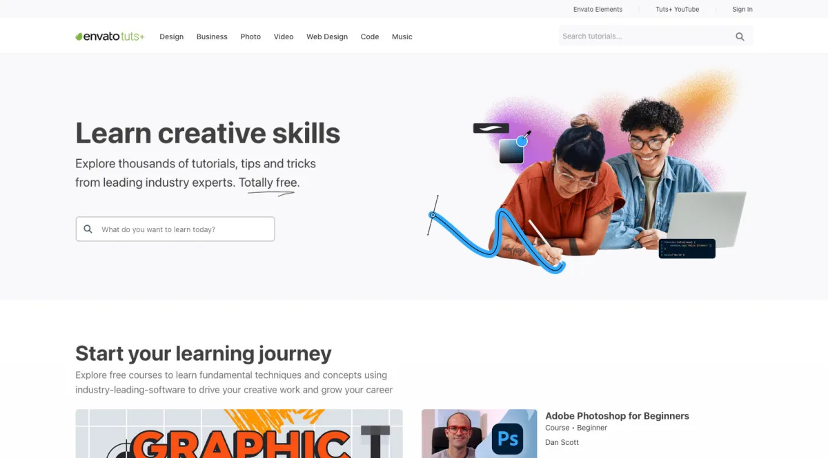 Interface TutsPlus : image, ergonomie, alternatives