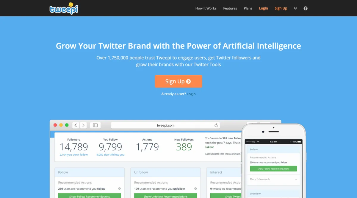 Interface Tweepi : image, ergonomie, alternatives