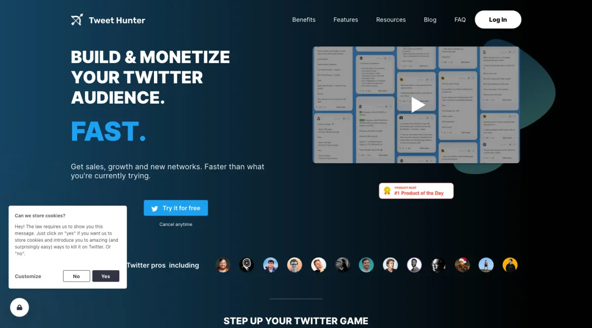 Interface Tweet Hunter : image, ergonomie, alternatives