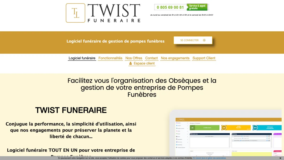Interface TWIST FUNERAIRE : fonctionnalités, prix, alternatives