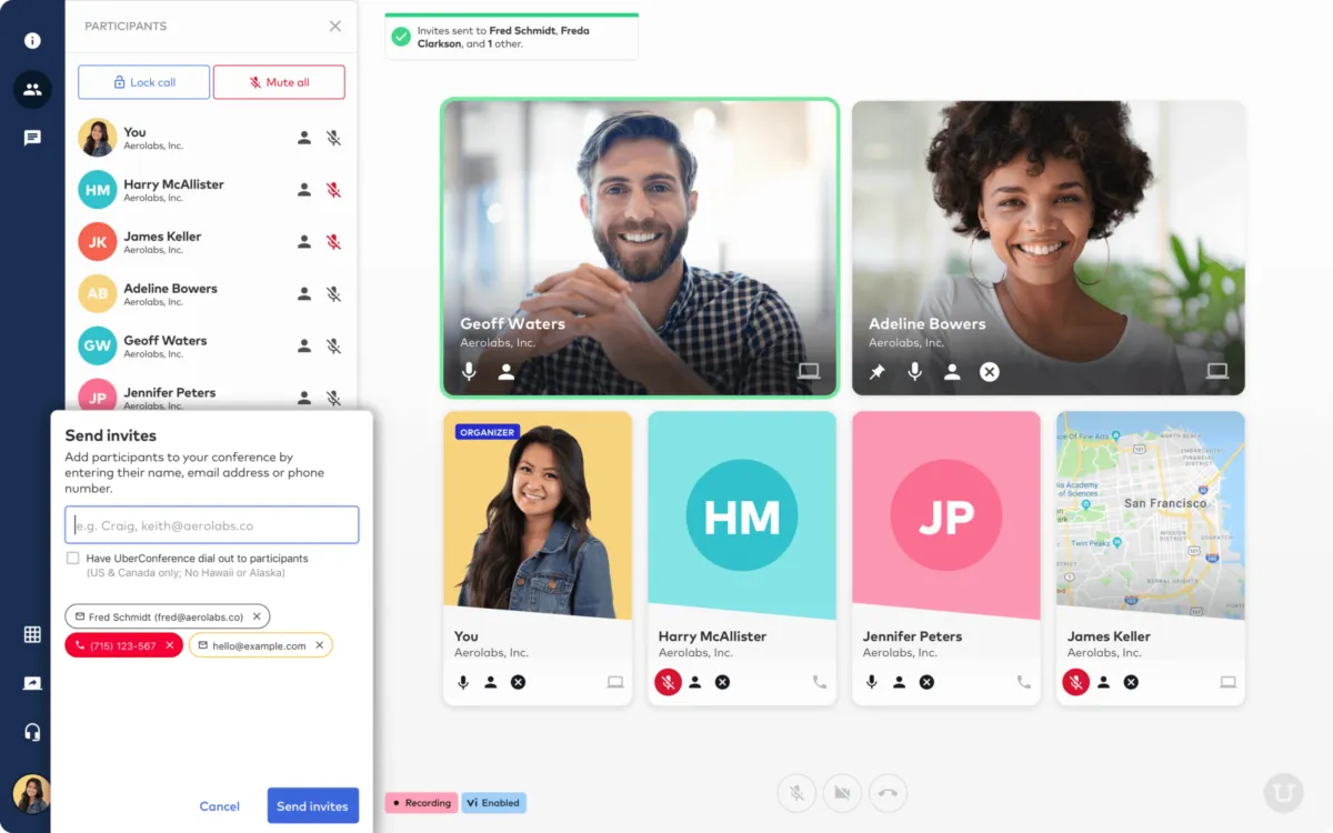 Interface Uberconference: fonctionnalités, prix, alternatives