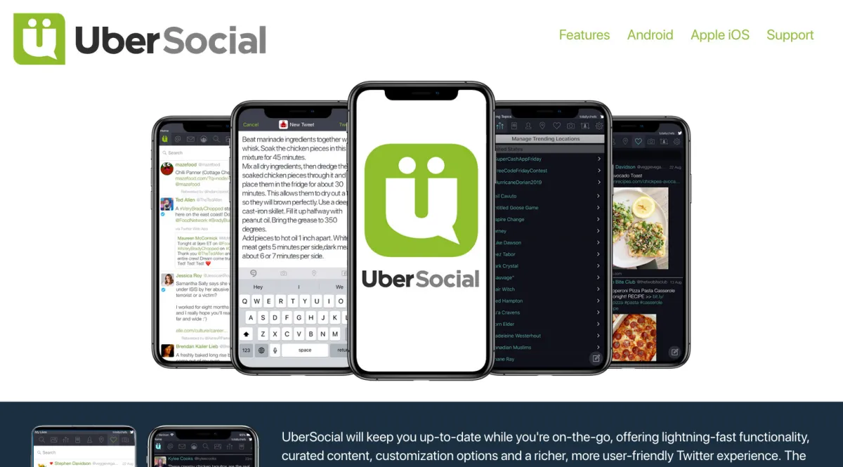 Interface UberSocial : image, ergonomie, alternatives