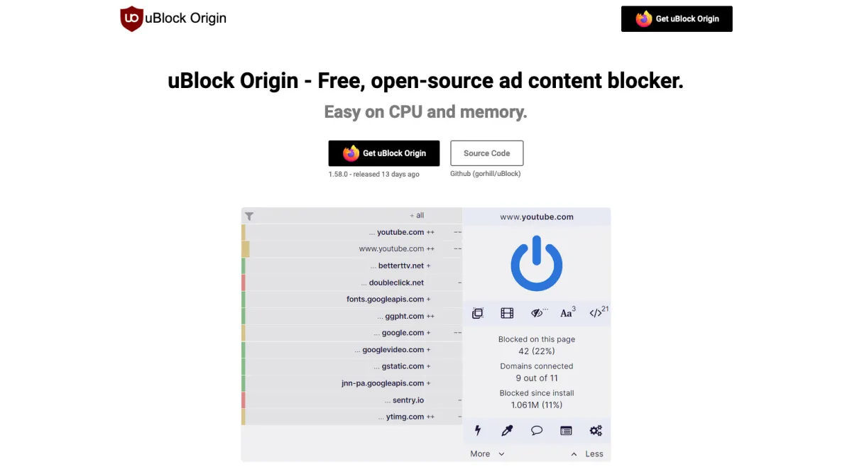 Interface uBlock Origin : fonctionnalités, prix, alternatives Interface uBlock Origin : fonctionnalités, prix, alternatives
